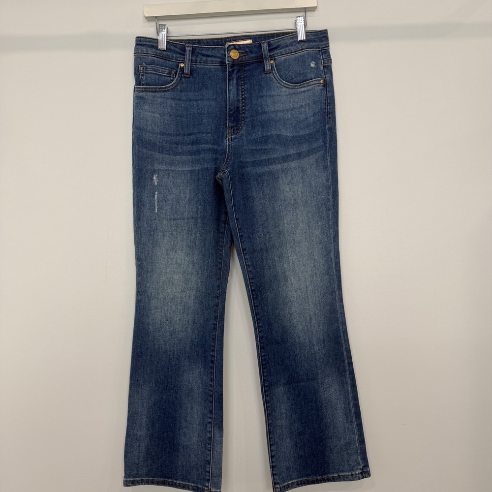 KUT from the Kloth Kelsey Fab Ab Ankle Flare Jeans High Rise Blue Size 6